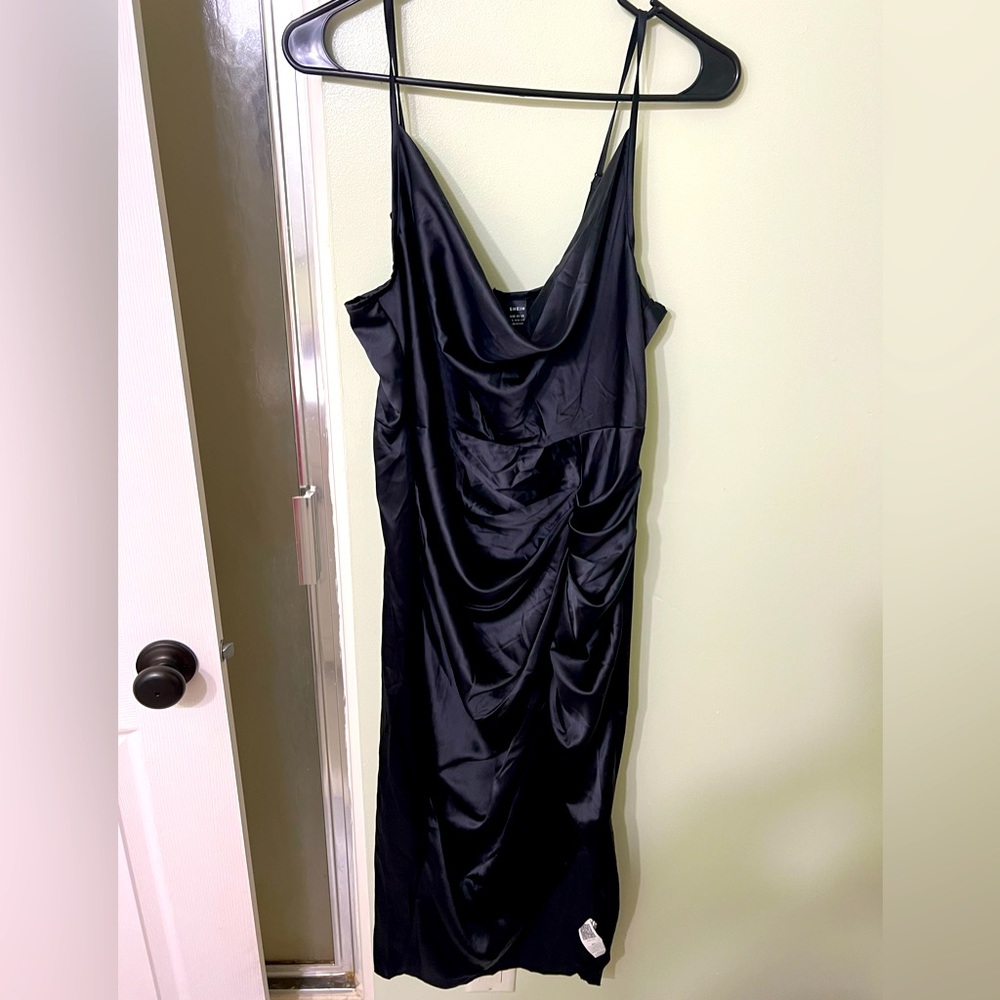 Black satin dress